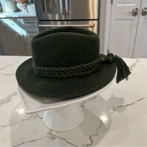Vintage Scherzer Salzburg Austria Olive wool Alpine Fedora  unisex S/M 7”